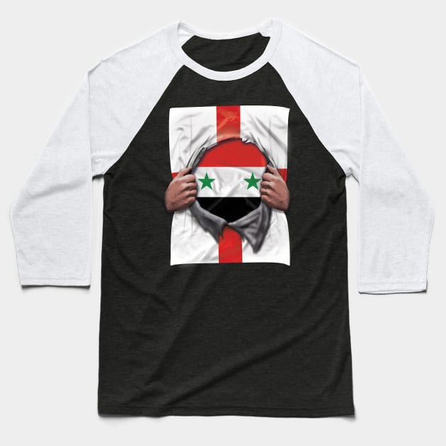 Syria Flag English Flag Ripped - Gift for Syrian From Syria Baseball T-Shirt by Country Flags